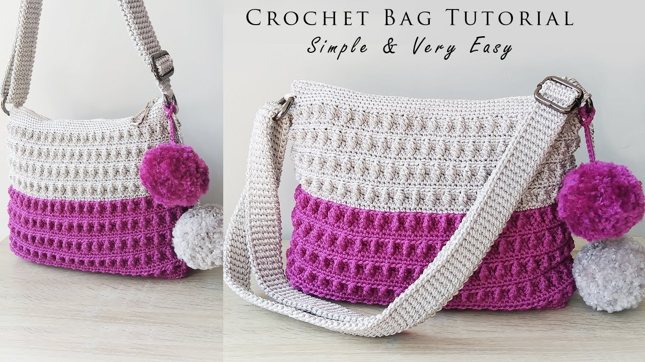 Crochet Tutorial ~ Tas Rajut Cantik Motif Cluster | Simple And Easy (Subtitle Available)