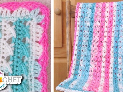 Cross Back Stitch Baby Blanket using Lion Brand Ice Cream Yarn - Crochet Pattern & Tutorial