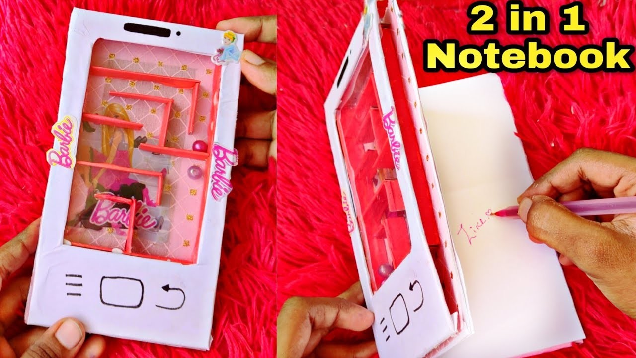 DIY 2in1 Game with Notebook.homemade notebook with maze game.fun craft