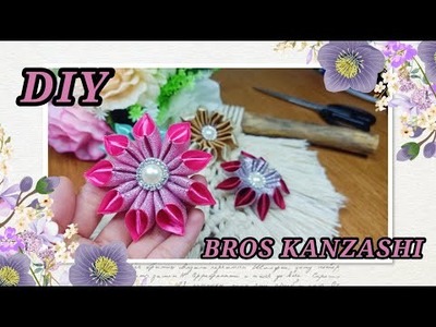DIY || Cara Membuat Bros Kanzashi 5 || How To Make Kanzashi Flower