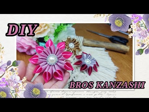 DIY || Cara Membuat Bros Kanzashi 5 || How To Make Kanzashi Flower