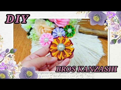 DIY || Cara Membuat Bros Kanzashi 6 || How To Make Kanzashi Flower