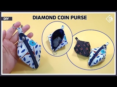 DIY How to make a diamond-shaped coin purse. zipper pouch. sewing tutorial [Tendersmile Handmade]