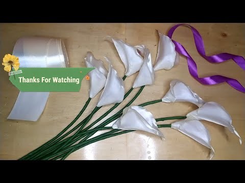 DIY | How To Make Lily Satin Ribbon Flower Easy | Tutorial Membuat Bunga Dari Pita Satin