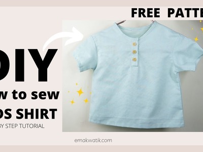 DIY | How to sew kids shirt |tutorial | free pattern | pola cara menjahit kemeja koko anak