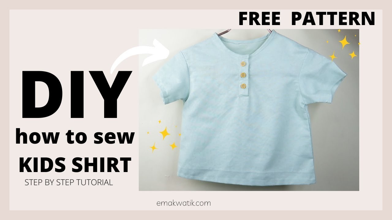 DIY | How to sew kids shirt |tutorial | free pattern | pola cara menjahit kemeja koko anak
