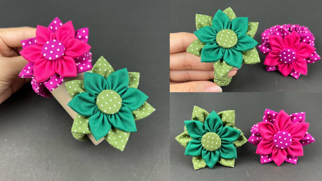 DIY Scrunchies.✅✅How to make Scrunchies Sewing Tutorial.Fabric Flower.