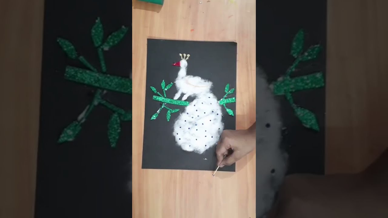 Diy Simple Easy craft for kids using cotton | Peacock craft ideas