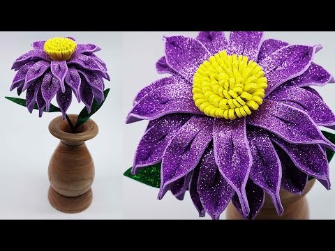 DIY Styrofoam Craft || Styrofoam Design Flowers and Vases || How to Make Styrofoam Flowers