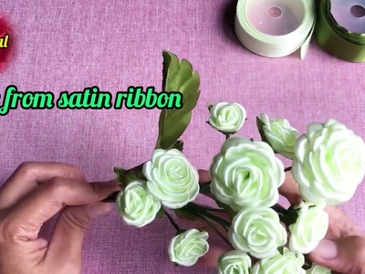 DIY tutorial membuat bunga mawar dari pita satin | How to make rose flower with satin ribbon