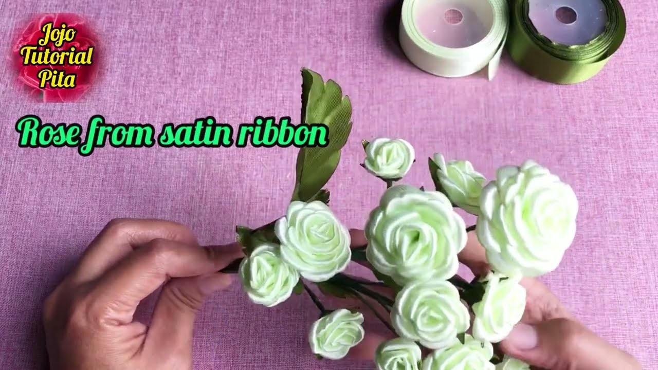DIY tutorial membuat bunga mawar dari pita satin | How to make rose flower with satin ribbon