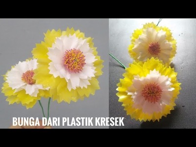 DIY Tutorial Membuat Bunga plastik Kresek TANPA SETRIKA ! flower Craft Crackle plastic