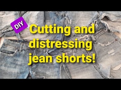 DIY tutorial on how to cut and distress your own jean shorts.