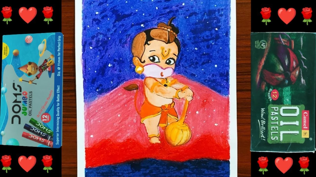 Drawing for beginners with oil pastels #Bal Hanuman water colour painting #Hanuman Jayanti #Tutorial