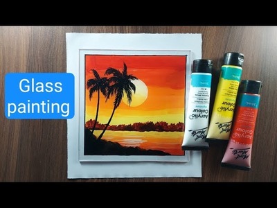 Glass painting sunset drawing : tutorial #shorts