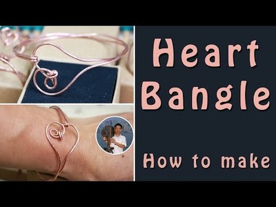 Heart Bangle.Easy Bracelet.DIY Bracelet.Wire Wrap Bracelet Tutorial.How to make Bangle.Easy Bracelet