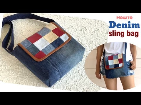 How to sew a denim sling bags tutorial,Diy sling bag, easy to sew sling bag tutorial,denim projects