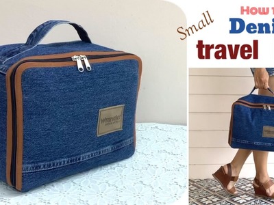 How to sew a denim small travel bags tutorial, sewing diy a small travel bags patterns, denim diy