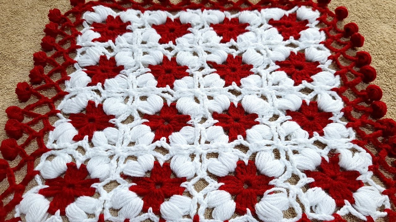 Square thalposh  Crochet table cover, woolen table mat, Crosia ke design  @Santosh All Art