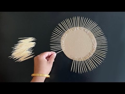 Beautiful Mirror Decorating idea with Toothpicks. DIY Room Decor.Sunburst Mirror. Easy Wall Decor