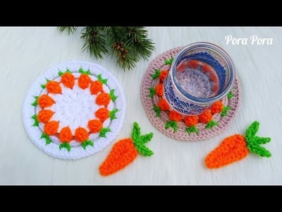 Crochet Carrot Coaster I Crochet Easter Decorations I Scrap Yarn Crochet Projects