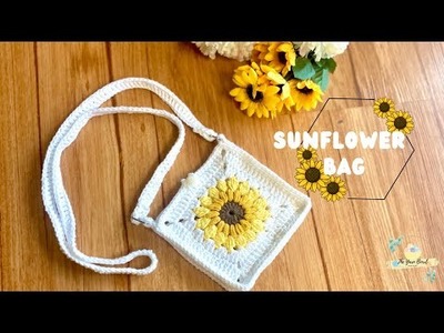 Crochet Sunflower Bag | Sunflower Sling Bag | Cross Body Bag