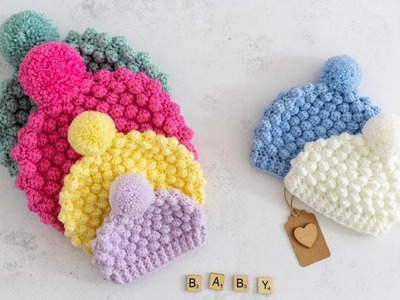 CUTE Baby Bobble Hat (Crochet Pattern & Step by Step Tutorial!) ????