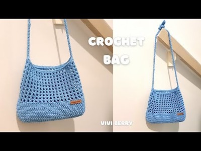 ????Easy DIY Crochet Crossbody Bag | How to Crochet a Bag | Lovely Blue Sling Bag | ViVi Berry Crochet