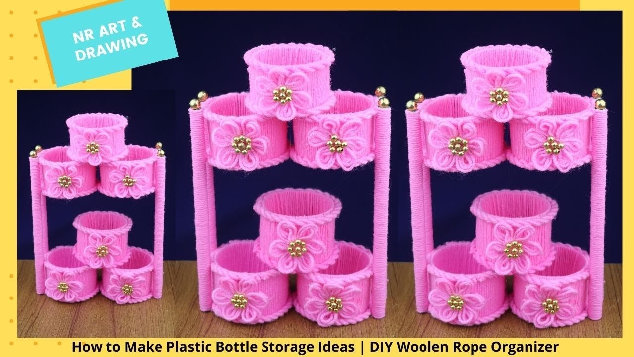 How to Make Plastic Bottle Storage Ideas | DIY Woolen Rope Organizer - Best out of waste