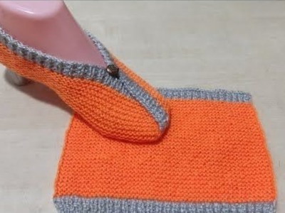 Simple & Easy method to knit socks, slippers size 5-6 with written instructions.