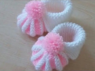 Super easy method to knit pretty baby booties 0-6 months with written instructions.
