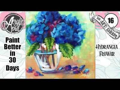 Hydrangea painting ???????????? Easy Acrylic Tutorial Step by Step Day 16   #AcrylicApril2022