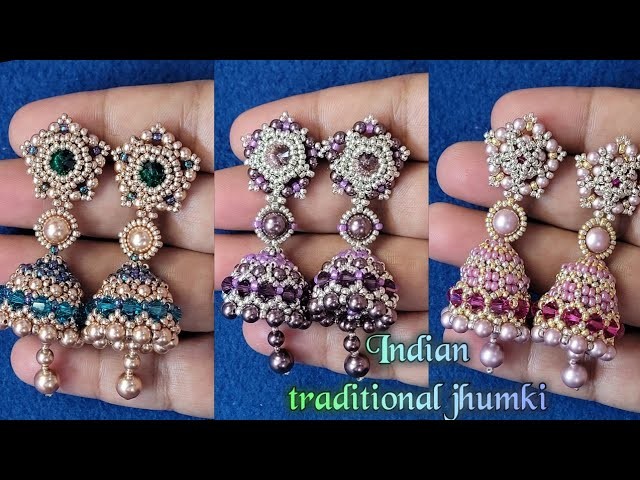 Indian traditional jhumki tutorial. DIY beaded earrings.beaded jewelry making