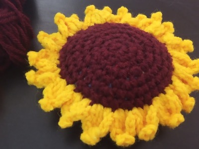 Crochet Sunflower ???? | Things to crochet when you get bored | DIY home decor | Crochet flower