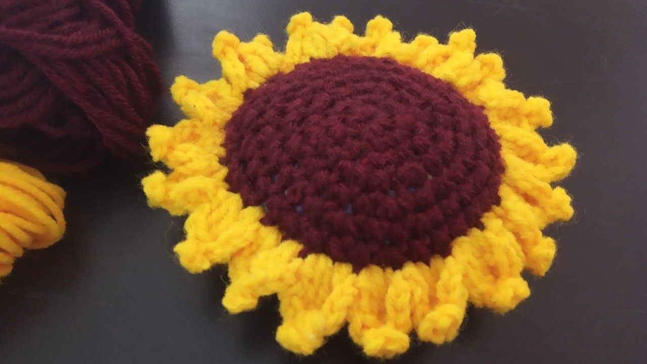 Crochet Sunflower ???? | Things to crochet when you get bored | DIY home decor | Crochet flower