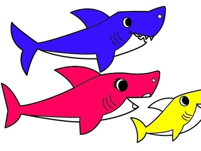 Bolalar uchun akulalar oilasini chizish. Draw picture sharks family with song for kids. Zeichne Haie