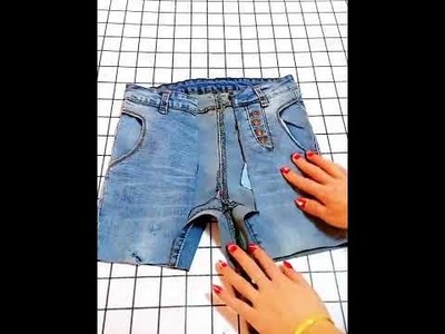 Cut a bag and a kid's jeans out of unworn jeans