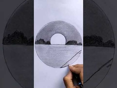 Pencil drawing in a circle - circle drawing scenery #shorts#pencil sketch - circle art.