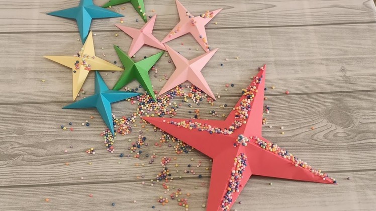 3D stars for Christmas Tree. Last minute quick Christmas Decor