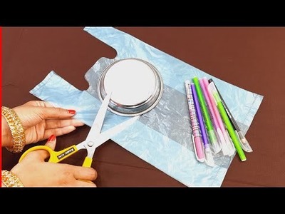 AMAZING TECHNIC FOR CRAFTING USING OLD PEN AND PLASTIC BAG | BEST OUT OF WASTE