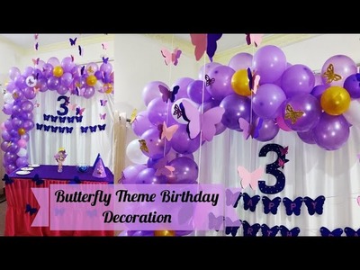 BALLOON GARLAND TUTORIAL | birthday decoration ideas at home | Butterfly Theme Birthday