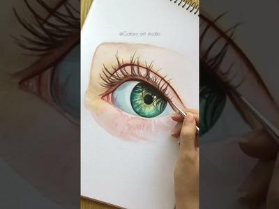 Beautiful watercolour eye tutorial DRAWING video.  #shorts