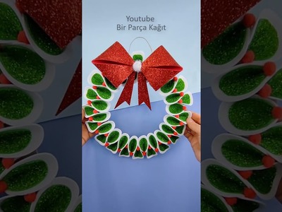 Christmas Decorations Ideas - How to Make Christmas Wreath from Glitter Foam #Shorts