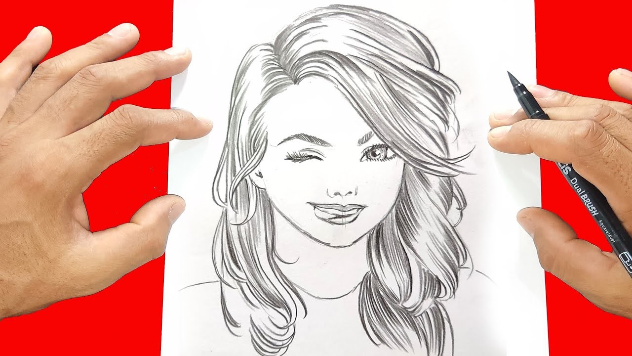Como Desenhar uma mulher | cabelo longo | desenhar rosto fácil