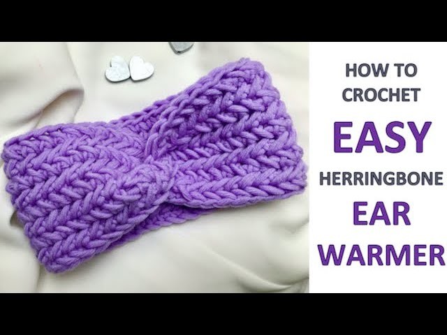 Crochet MODERN HEADBAND, EASY EAR WARMER for beginners, Herringbone stitch + free written pattern