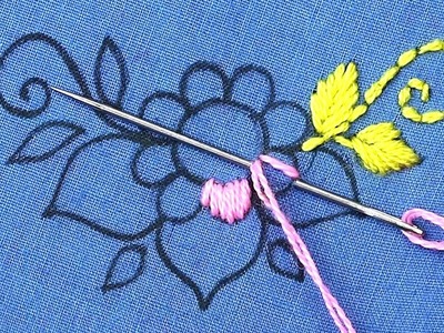 Easy and beautiful cushion cover hand embroidery design - amazing flower pattern for pillow cover