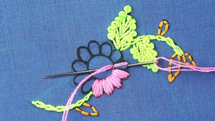 Easy hand embroidery tutorial for beginners with modern flower embroidery drawing pattern