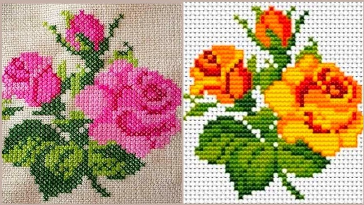 Gorgeous Flowers Cross Stitches Hand Embroidery Designs New Colorfull Ideas