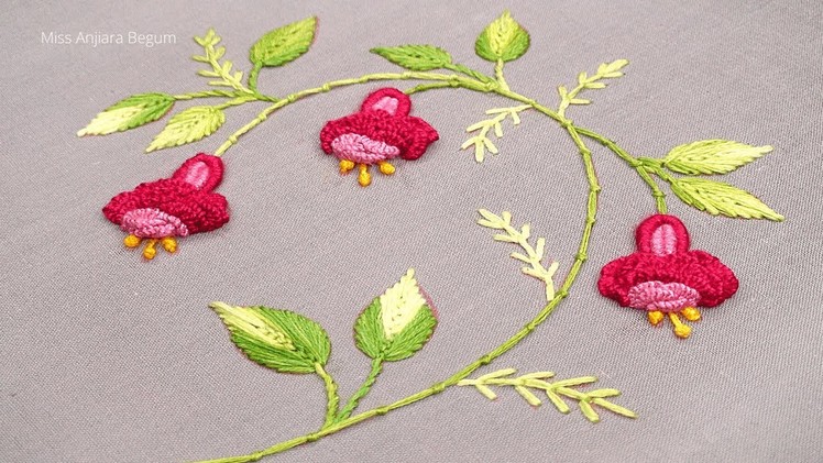 Hand Embroidery Cute Flower Design Tutorial by Hand, Brazilian Stitch Flower Designs-537