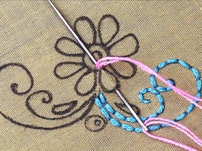 Hand embroidery designs of a beautiful flower pattern with Brazilian embroidery stitches @SMBordado